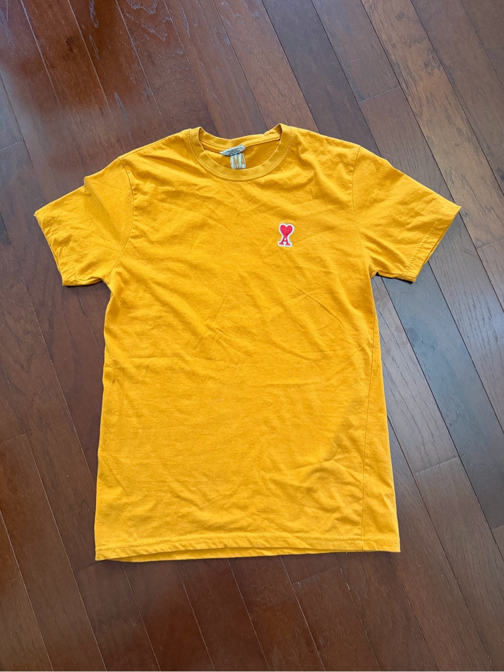 AMI Paris Orange Ami de Cœur Embroidered T-Shirt - Size M unisex
